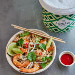 Pad Thai with Prawns. Seasoned with Maldon Original Sea Salt 1.4kg tub.