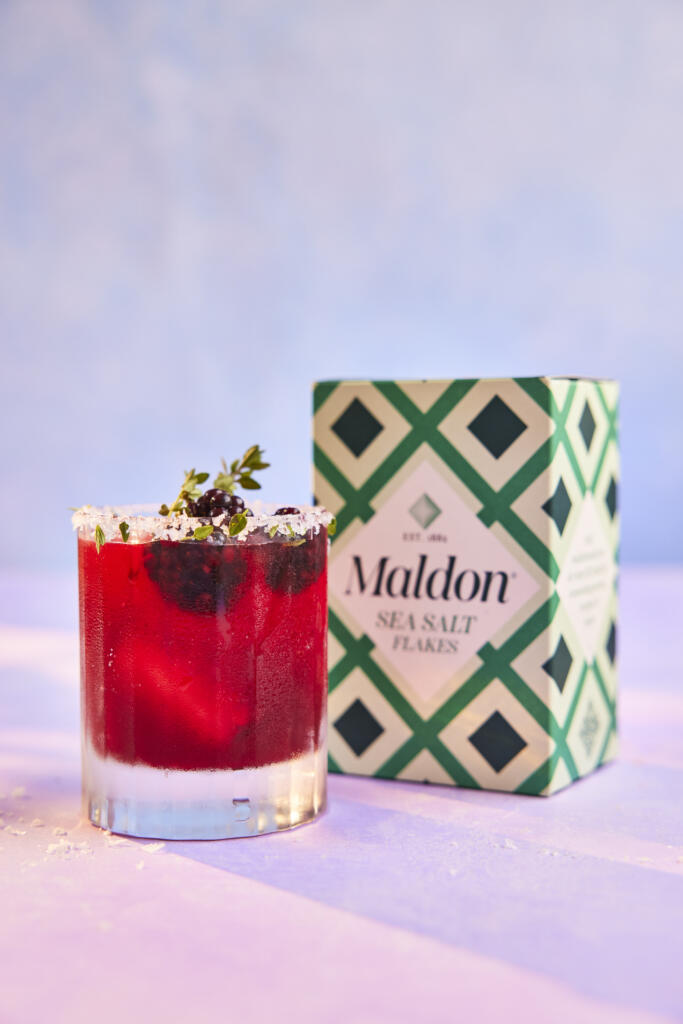 Blackberry margarita. Salt rim created with Maldon Original Sea Salt 250g pack.