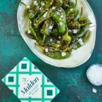 Padron peppers. Seasoned with Maldon Original Sea Salt 250g pack.