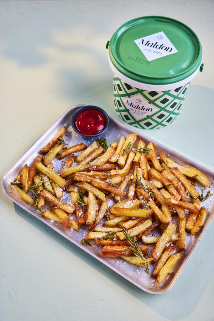 Homemade chips. Seasoned with Maldon Original Sea Salt 1.4kg tub.