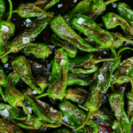 Roasted Padron peppers seasoned with sea salt