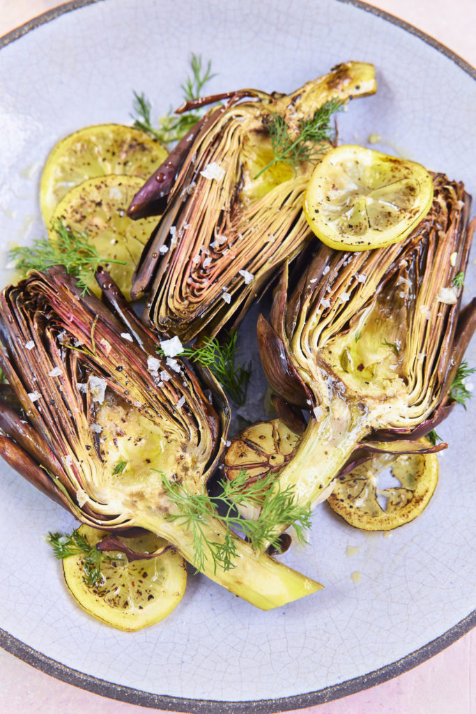 Roasted Artichoke with Lemon and Herbs