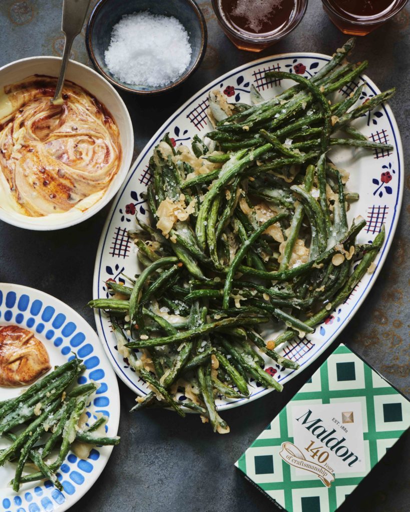 Green Bean Fritters with Chilli Mayo