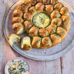 Garlic tear-and-share bread. Seasoned with Maldon Garlic Sea Salt.
