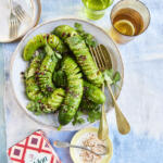 Hasselback-style spicy cucumber salad. Seasoned with Maldon Chilli Sea Salt 100g pack.