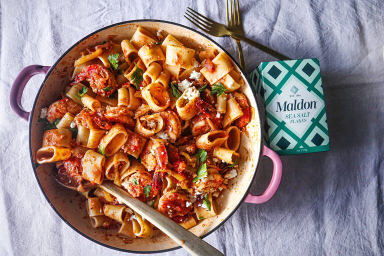 Prawn saganaki pasta