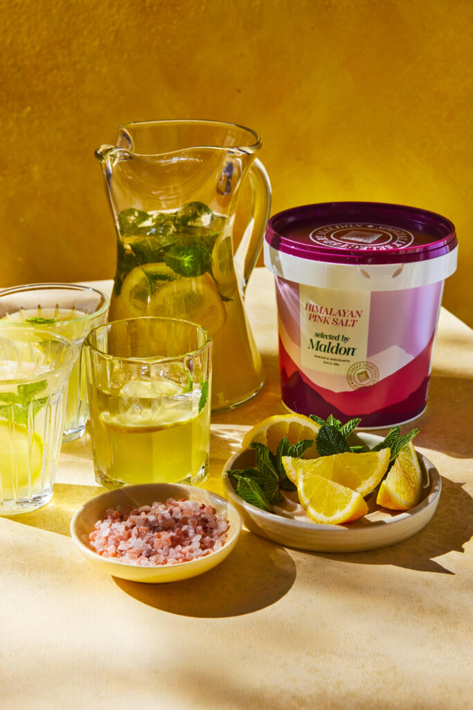 Homemade lemonade seasoned with Maldon Himalayan Pink Salt, Selected by Maldon. 1kg tub.
