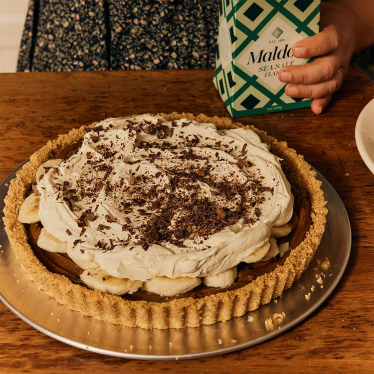 Banoffee Pie topped with Maldon Sea Salt