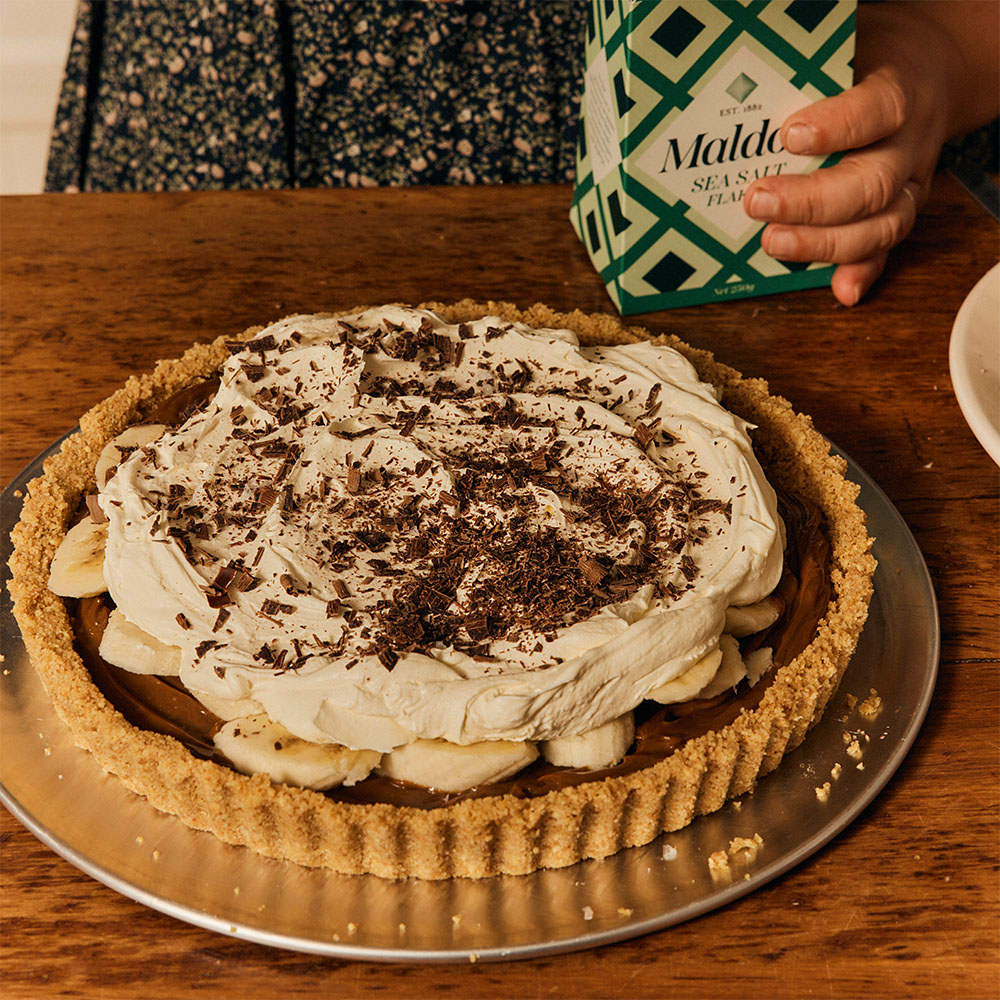 Banoffee Pie topped with Maldon Sea Salt