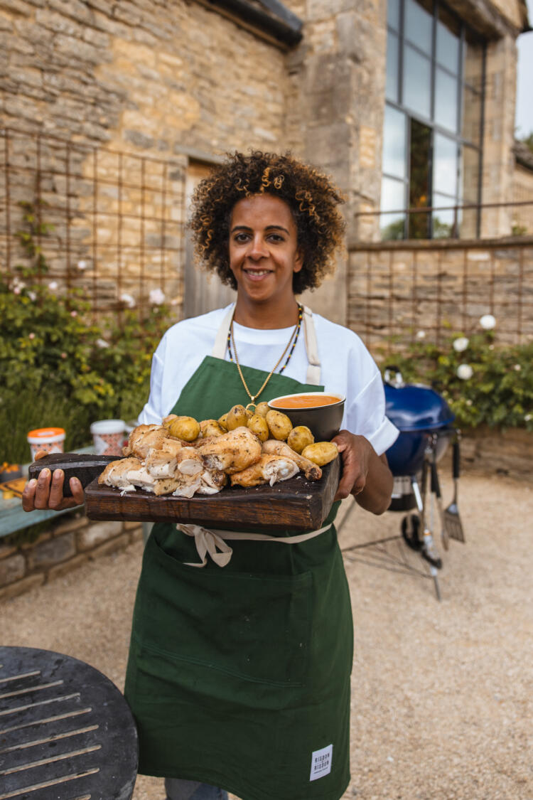 Melissa Thompson with Salt-roasted Chicken with Potatoes and Canarian Mojo Rojo