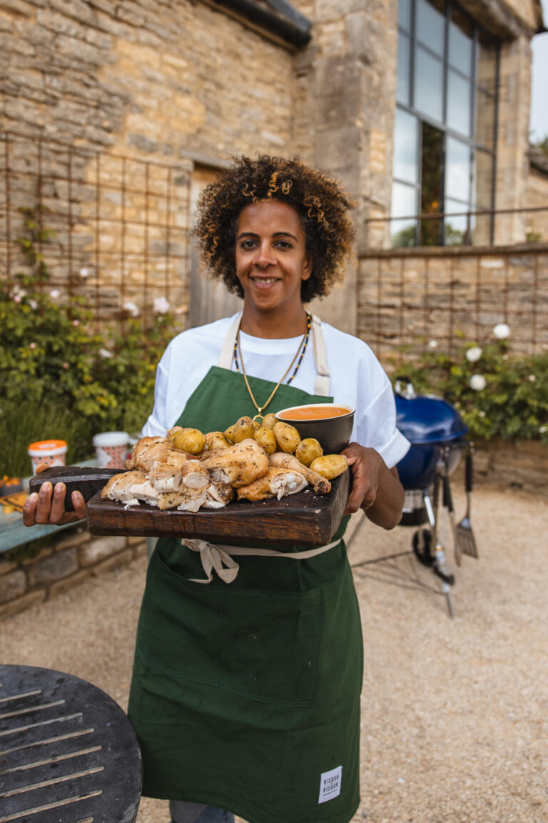Melissa Thompson with Salt-roasted Chicken with Potatoes and Canarian Mojo Rojo