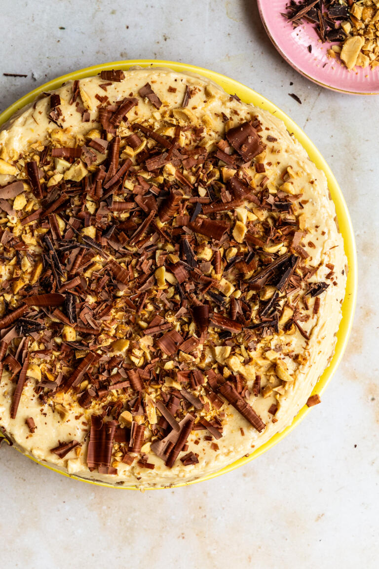 Maapähkinävoi-juustokakku