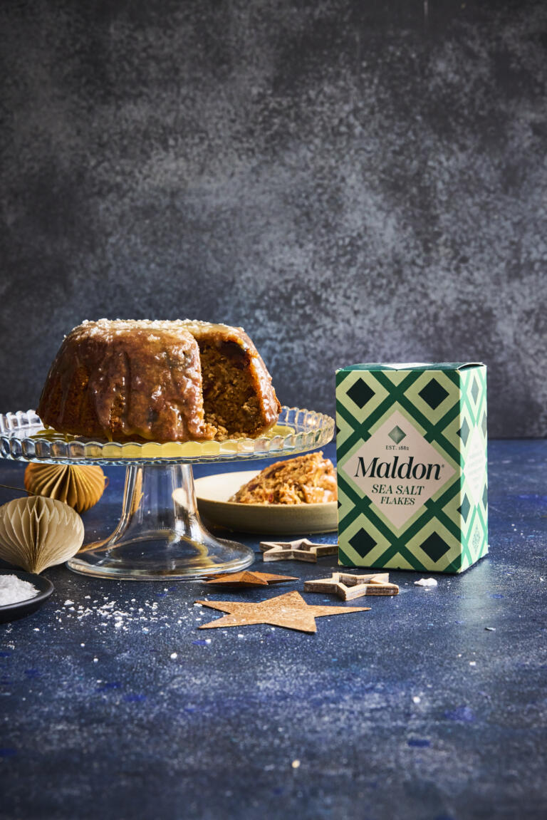 Sticky toffee pudding with salted caramel sauce.