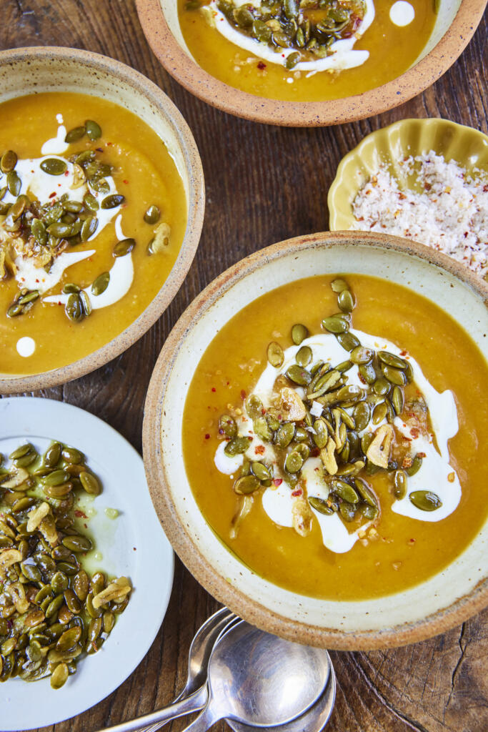 Spicy Pumpkin Soup. Seasoned with Maldon Chilli Sea Salt.