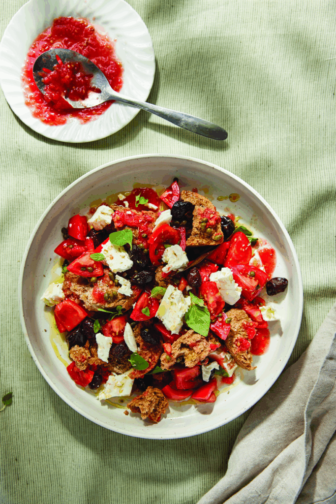 Greek Dakos Salad. Made by Helena and Vikki Moursellas.