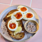 boiled eggs with pepper sea salt