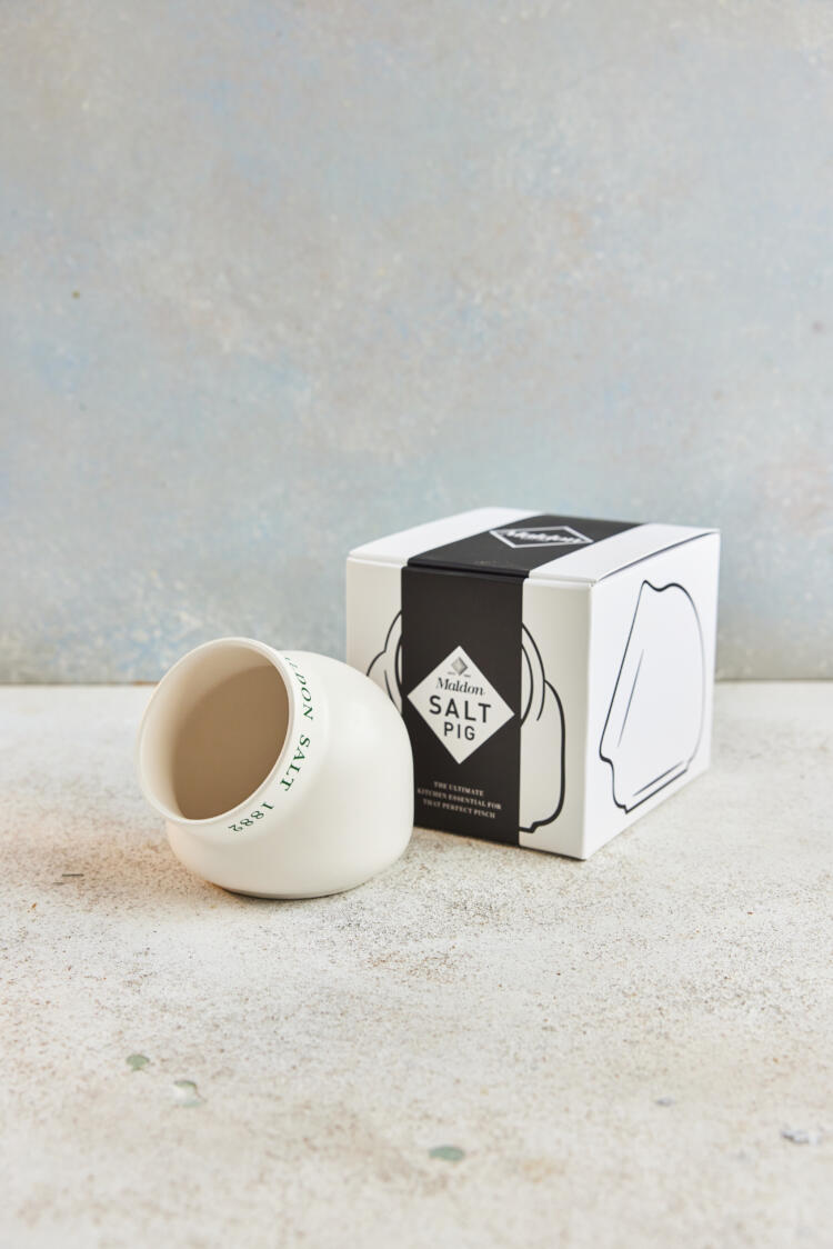 cream salt pig pale blue background