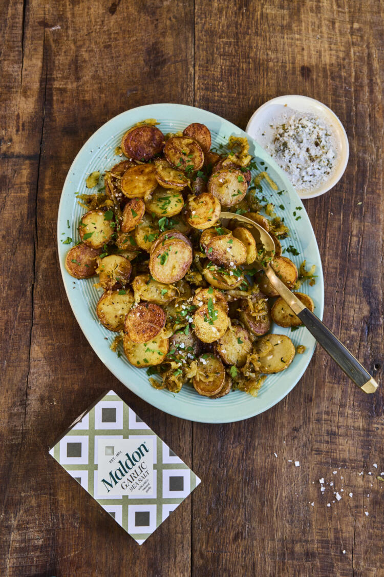 Lyonnaise Potatoes with Maldon Garlic Sea Salt