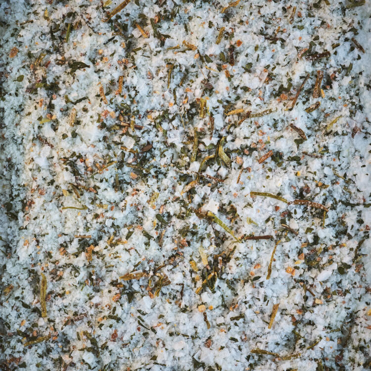 Maldon Garlic Sea Salt Flakes Close Up Shot