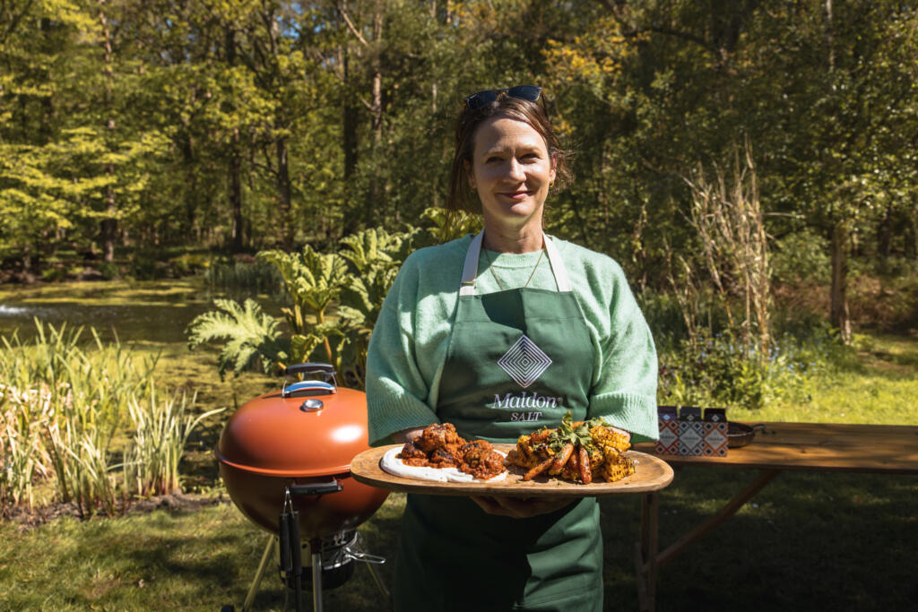 MELANIE BROWN - MANUKA-SMOKED LAMB MEATBALLS WITH CHARRED TOMATO REDUCTION & SUMAC-CORN SALSA