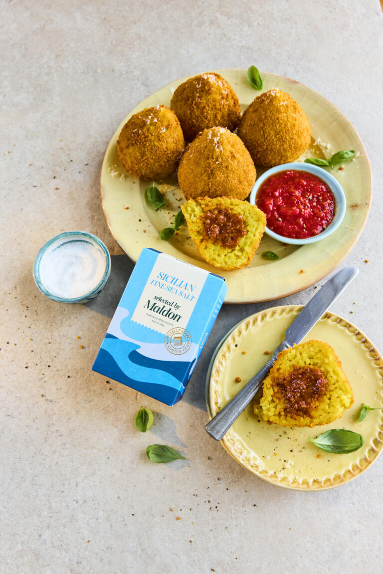 Sicilian Arancini, seasoned with Sicilian Fine Sea Salt, Selected by Maldon