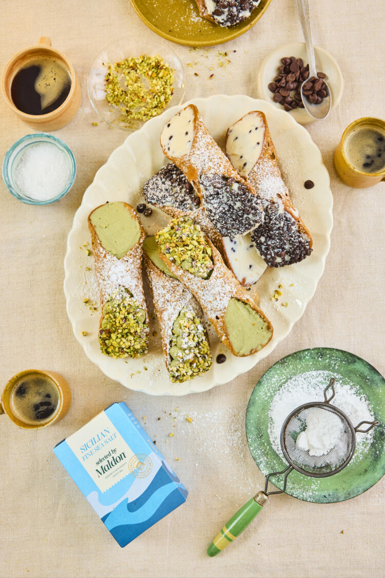 Sicilian Cannoli, seasoned with Sicilian Fine Sea Salt, Selected by Maldon