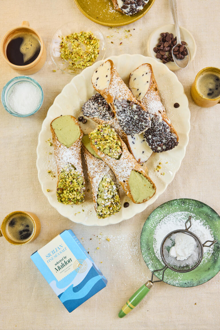 Sicilian Cannoli, seasoned with Sicilian Fine Sea Salt, Selected by Maldon