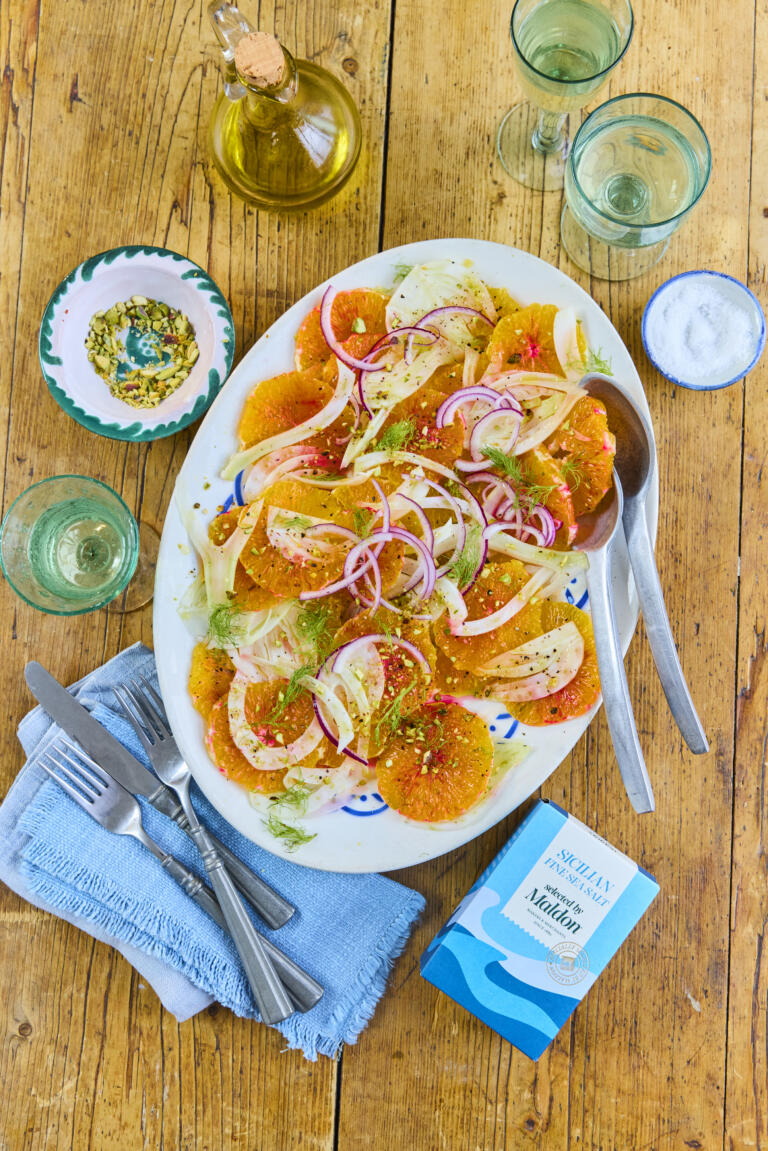 Blood Orange, Fennel & Pistachio Salad with Sicilian Fine Sea Salt, Selected by Maldon