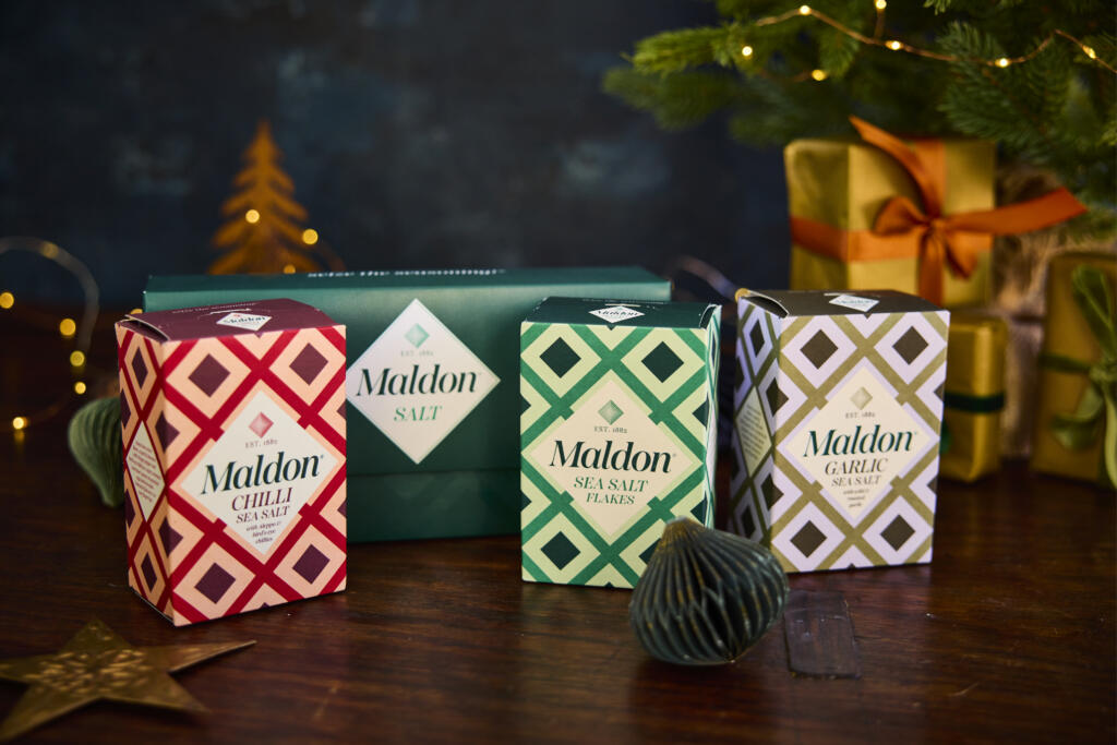 The Maldon Salt Gift Pack - Trio of Original Sea Salt 125g, Chilli Sea Salt 100g and Garlic Sea Salt 100g
